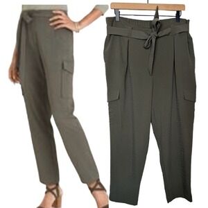 Chico's Cargo Pants Women 2 Large Green Belted Quiet Luxury Gorpcore Workwear